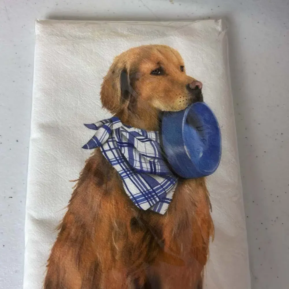 Mary Lake-Thompson Golden Retriever Dog Flour Sack Kitchen Towel 30x30 New